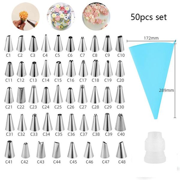 50pcs silicone pastry bag stainless steel nozzle set reusable cream nozzles diy cake decorating tips baking tools &
50pcs silicone pastry bag stainless steel nozzle set reusable cream nozzles diy cake decorating tips baking tools &