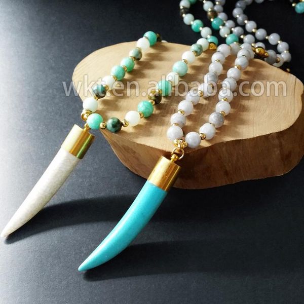 wt-n505 trending necklace jewelry natural stone beads horn pendants with gold for women pendant necklaces, Silver
wt-n505 trending necklace jewelry natural stone beads horn pendants with gold for women pendant necklaces, Silver