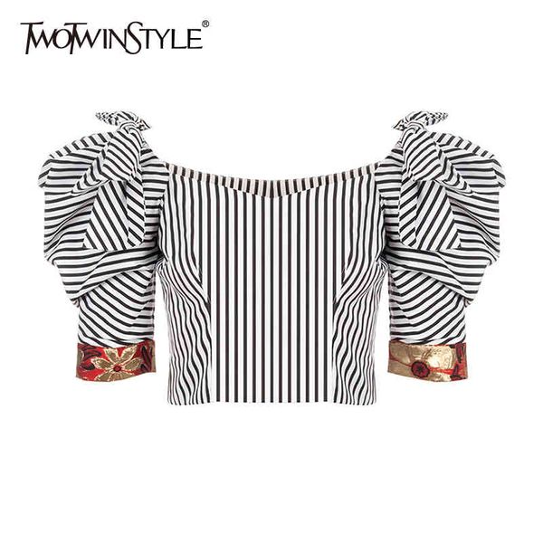 vintage striped women shirt square collar puff short sleeve patchwork bownot hit color blouses for female clothes 210524, White
vintage striped women shirt square collar puff short sleeve patchwork bownot hit color blouses for female clothes 210524, White