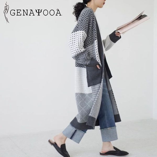 genayooa long vintage autumn winter korean style knitted cardigan sweater women chic kardigan female casual 210417, White;black
genayooa long vintage autumn winter korean style knitted cardigan sweater women chic kardigan female casual 210417, White;black