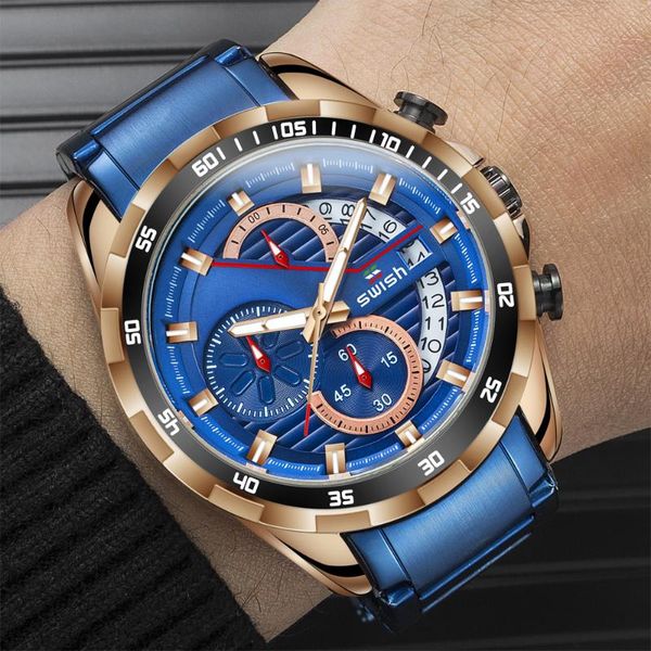 wristwatches brand swish men watches fashion blue stainless steel waterproof sport watch quartz clock male chronograph reloj hombre, Slivery;brown
wristwatches brand swish men watches fashion blue stainless steel waterproof sport watch quartz clock male chronograph reloj hombre, Slivery;brown