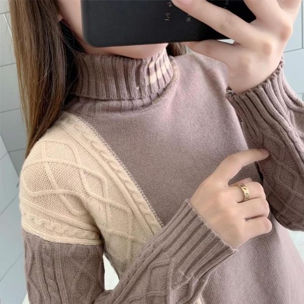 winter thick women turtleneck sweater fashion patchwork knitted pullover warm casual long sleeve jumper women's sweaters, White;black 
winter thick women turtleneck sweater fashion patchwork knitted pullover warm casual long sleeve jumper women's sweaters, White;black
