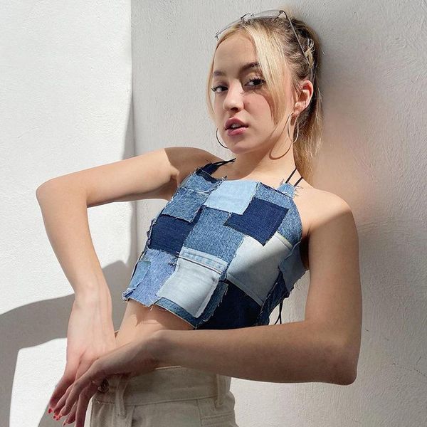 women's tanks & camis nclagen fashion patchwork jeans tank backless bandage cropped vintage active party clubwear women denim camisole, White
women's tanks & camis nclagen fashion patchwork jeans tank backless bandage cropped vintage active party clubwear women denim camisole, White
