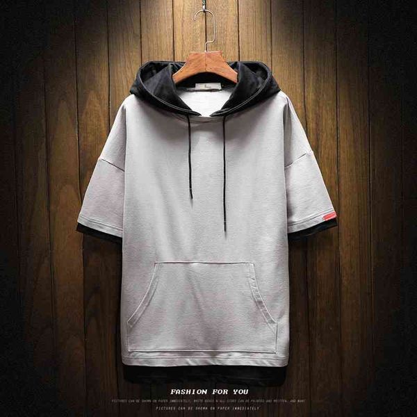 short 2021 summer new men's loose hooded short sleeve sweater large solid color trend t-shirt, Black
short 2021 summer new men's loose hooded short sleeve sweater large solid color trend t-shirt, Black