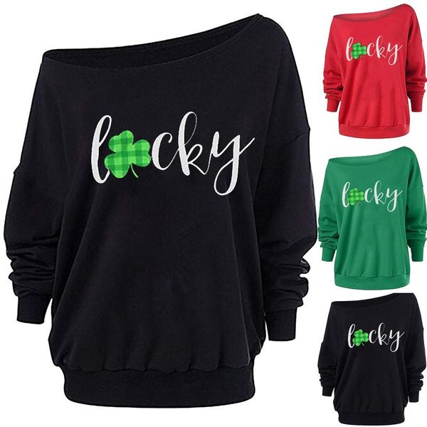 clover leaf off shoulder sweatshirt shamrock sweater for st. patrick's day long sleeve skew collar tee shirt funny gift j60 women', White
clover leaf off shoulder sweatshirt shamrock sweater for st. patrick's day long sleeve skew collar tee shirt funny gift j60 women', White