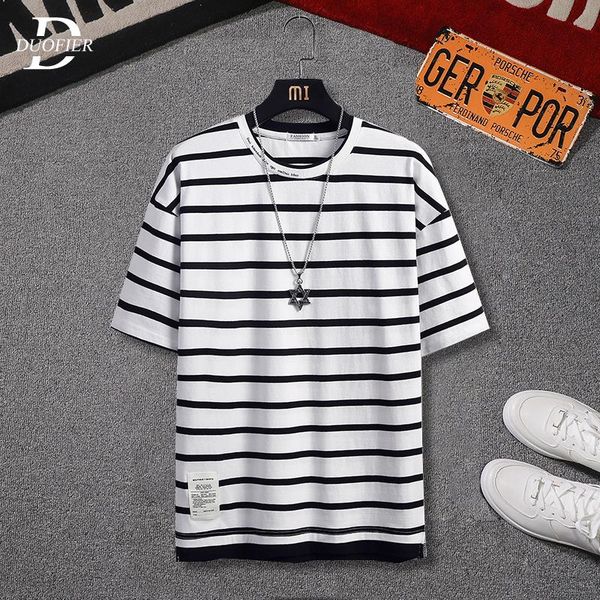 men's t-shirts mens casual stripe summer men o-neck tshirts harajuku soft youthful male patchwork tees shirts loose clothing, White;black
men's t-shirts mens casual stripe summer men o-neck tshirts harajuku soft youthful male patchwork tees shirts loose clothing, White;black