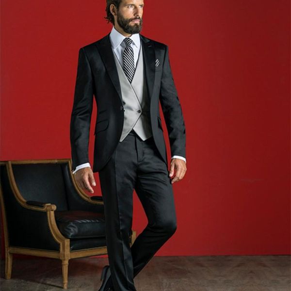 black grey men suit slim fit 3 piece italian classic tuxedo custom blazer prom suits terno masculino men's & blazers, White;black
black grey men suit slim fit 3 piece italian classic tuxedo custom blazer prom suits terno masculino men's & blazers, White;black