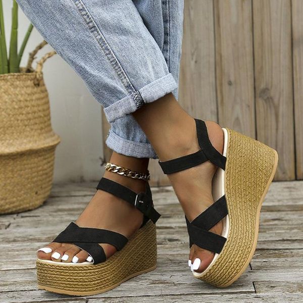 dress shoes 2021 basic wedges back strap buckle high heel platform with med summer leisure casual modern woman sandals, Black
dress shoes 2021 basic wedges back strap buckle high heel platform with med summer leisure casual modern woman sandals, Black