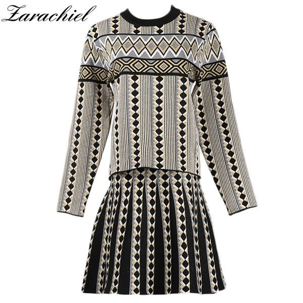 autumn winter vintage geometric jacquard knitted 2 piece set women sweater pullover + a-line ball gown mini skirts sets 210416, White
autumn winter vintage geometric jacquard knitted 2 piece set women sweater pullover + a-line ball gown mini skirts sets 210416, White