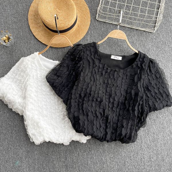 blouses women design korean blouse sweet sleeve o neck solid casual summer fashion streetwear short blouses, White
blouses women design korean blouse sweet sleeve o neck solid casual summer fashion streetwear short blouses, White