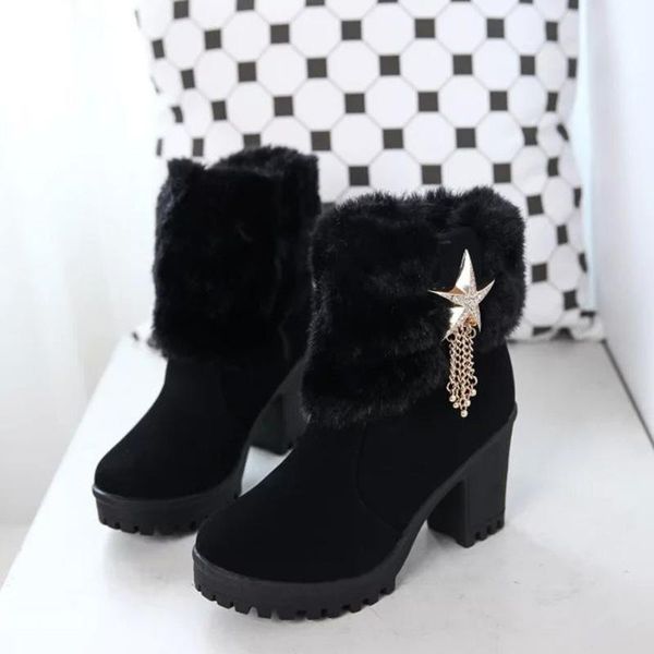 boots winter shoes women high heels fashion ladies ankle warm plush woman snow square heel 8.5cm yx2630, Black
boots winter shoes women high heels fashion ladies ankle warm plush woman snow square heel 8.5cm yx2630, Black