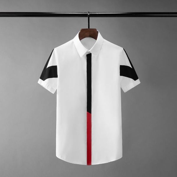men's casual shirts summer contrast stitching business slim-fit handsome short-sleeved cotton white shirt for men clothing, White;black
men's casual shirts summer contrast stitching business slim-fit handsome short-sleeved cotton white shirt for men clothing, White;black