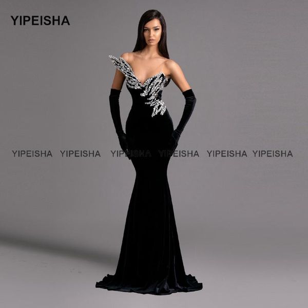 party dresses yipeisha delicate beaded black prom sheer neck mermaid evening dress long velour formal gown customized, White;black
party dresses yipeisha delicate beaded black prom sheer neck mermaid evening dress long velour formal gown customized, White;black
