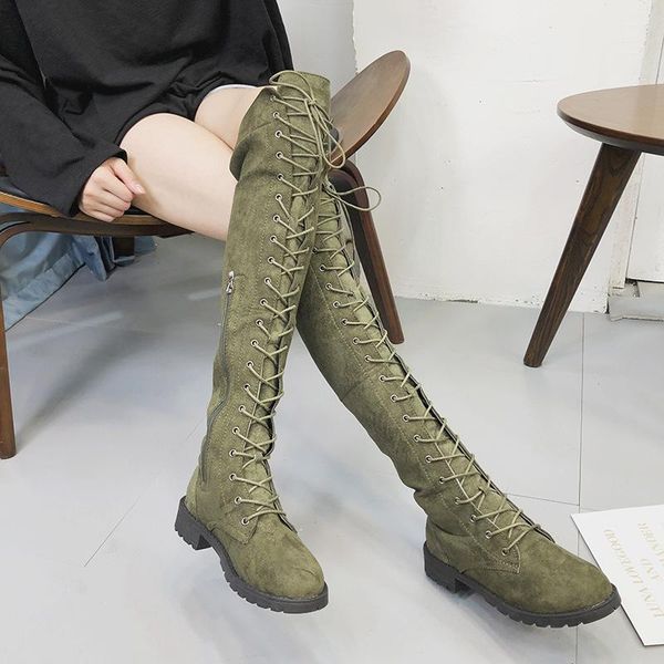 boots over the knee lace up women low shoes velvet zipper square heel winter thigh high big size 43, Black
boots over the knee lace up women low shoes velvet zipper square heel winter thigh high big size 43, Black