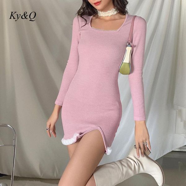 casual dresses women autumn winter 2021 party elegant femme bodycon pink knitting elastic force split fur long sleeve gothic clothes, Black;gray
casual dresses women autumn winter 2021 party elegant femme bodycon pink knitting elastic force split fur long sleeve gothic clothes, Black;gray