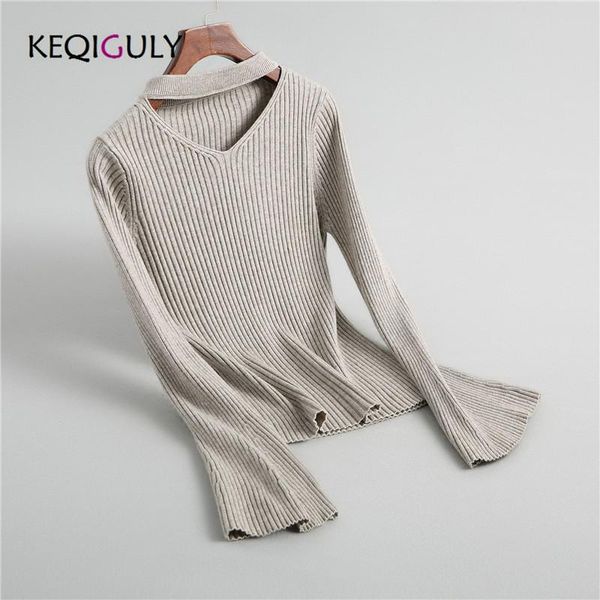 women's sweaters fashion autumn & winter sweater hanging neck hollow v-neck flare sleeve bottoming shirt women p2301, White;black
women's sweaters fashion autumn & winter sweater hanging neck hollow v-neck flare sleeve bottoming shirt women p2301, White;black