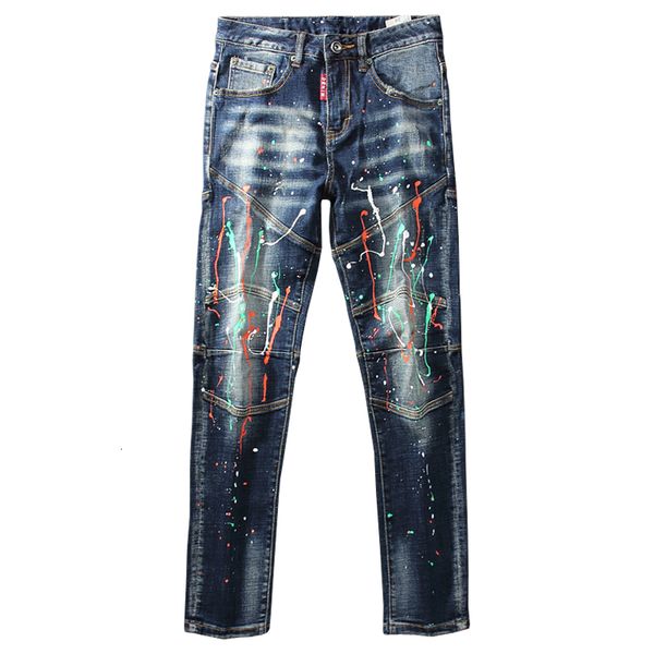 jeans american streetwear fashion men retro dark blue spliced designer biker jeans homme elastic painted hip hop pencil pants
jeans american streetwear fashion men retro dark blue spliced designer biker jeans homme elastic painted hip hop pencil pants