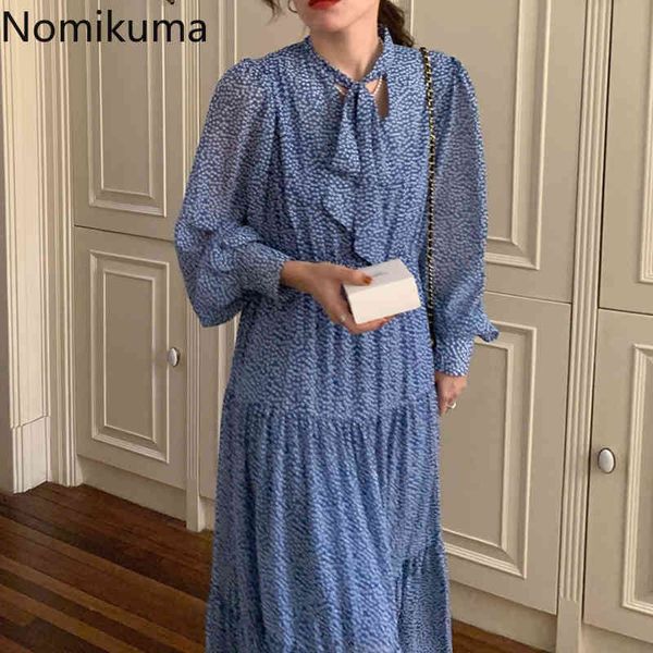nomikuma korean style floral printed dress women bow lace up collar long sleeve dresses elegant fashion vestidos mujer 210514, Black;gray
nomikuma korean style floral printed dress women bow lace up collar long sleeve dresses elegant fashion vestidos mujer 210514, Black;gray