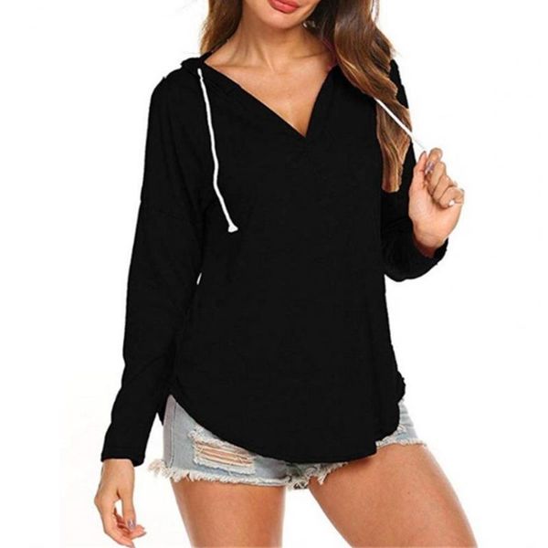 women's hoodies & sweatshirts crop women solid color hoodie v neck hooded drawstring loose autumn for sports, Black
women's hoodies & sweatshirts crop women solid color hoodie v neck hooded drawstring loose autumn for sports, Black