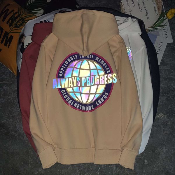 350g plush thick sweater hooded men's and women's 3m reflective luminous printing coat, Black;brown
350g plush thick sweater hooded men's and women's 3m reflective luminous printing coat, Black;brown