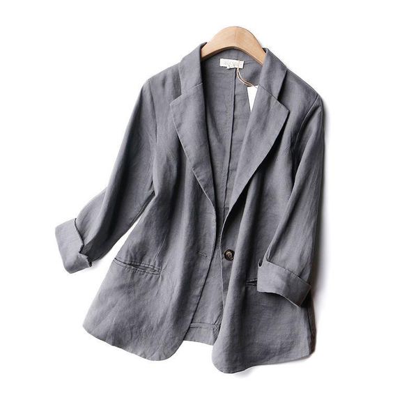 women's suits & blazers casual single button cotton linen solid blezer femme coat plus size 2021 summer arts style women 3/4 sleeve loo, White;black
women's suits & blazers casual single button cotton linen solid blezer femme coat plus size 2021 summer arts style women 3/4 sleeve loo, White;black