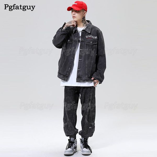 men's tracksuits 2021 hip-hop style sets long sleeve letter printed denim black 2 pieces maching set jacket and loose jeans mens clohin, Gray
men's tracksuits 2021 hip-hop style sets long sleeve letter printed denim black 2 pieces maching set jacket and loose jeans mens clohin, Gray