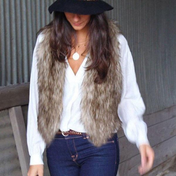 women's vests womens winter warm vest outwear casual faux fur coat, Black;white
women's vests womens winter warm vest outwear casual faux fur coat, Black;white