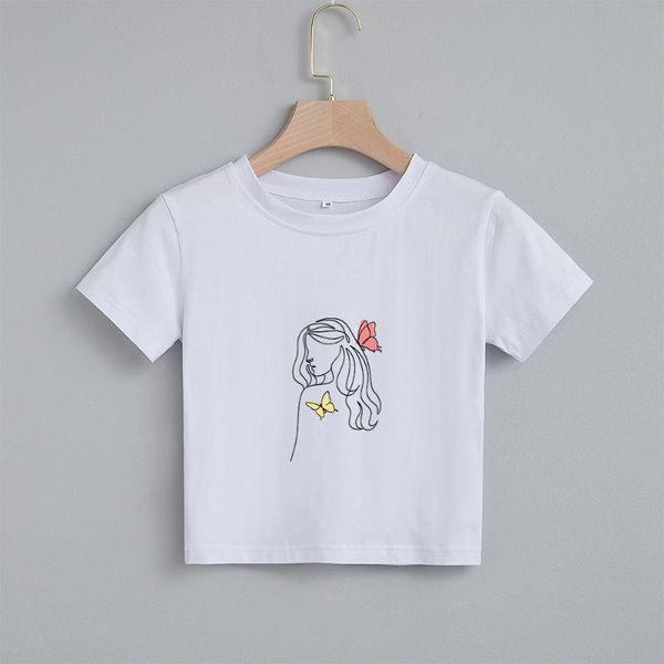 summer butterfly and line print cotton crop women fashion high street casual tee basic slim short sleeve tshirt female women's t-shirt, White
summer butterfly and line print cotton crop women fashion high street casual tee basic slim short sleeve tshirt female women's t-shirt, White