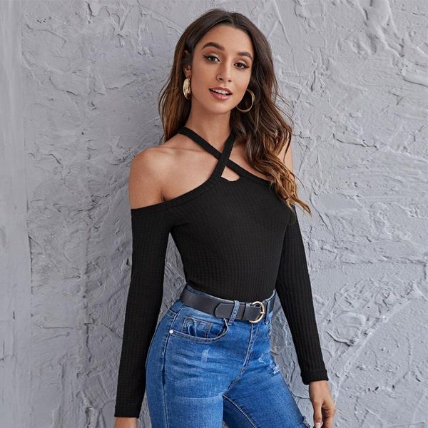 women's sweaters halter off shoulder sweater stretchy design long sleeve female chic knitted women autumn winter clothing 2021, White;black
women's sweaters halter off shoulder sweater stretchy design long sleeve female chic knitted women autumn winter clothing 2021, White;black