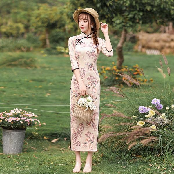 women slim high split cheongsam novelty vintage chinese mandarin collar long qipao evening party dress vestidos ethnic clothing, Red
women slim high split cheongsam novelty vintage chinese mandarin collar long qipao evening party dress vestidos ethnic clothing, Red