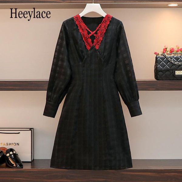 plus size office ladies vintage plaid dress autumn hollow out lace crochet patchwork v-neck elegant long sleeve dresses casual, Black;gray
plus size office ladies vintage plaid dress autumn hollow out lace crochet patchwork v-neck elegant long sleeve dresses casual, Black;gray