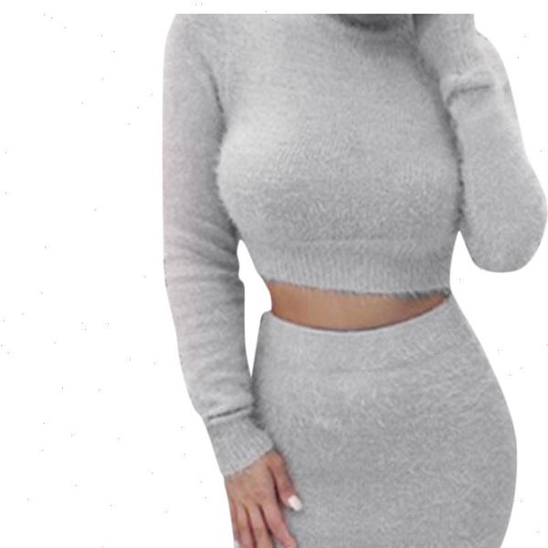solid colors sweater bodycon skirt women tracksuits set winter long sleeved cropped pencil knitted suit plus size vestidos g3, Gray
solid colors sweater bodycon skirt women tracksuits set winter long sleeved cropped pencil knitted suit plus size vestidos g3, Gray