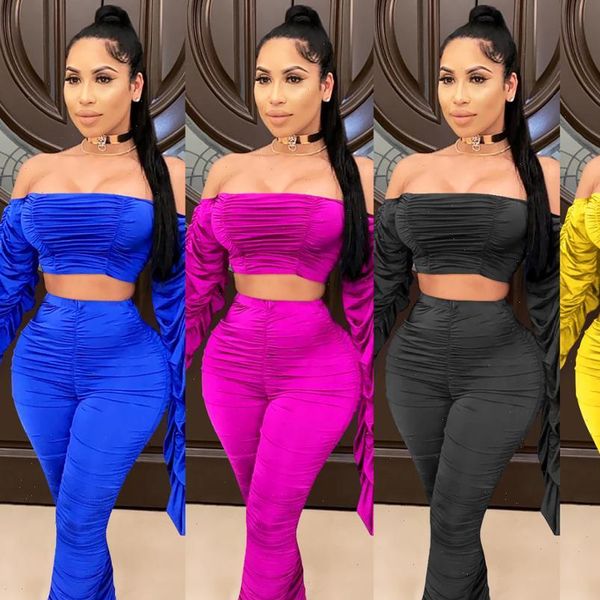 cm.yaya women tracksuits stacked womens set off shoulder flare sleeve crop ruched pants suit two piece outfit 8, Gray
cm.yaya women tracksuits stacked womens set off shoulder flare sleeve crop ruched pants suit two piece outfit 8, Gray