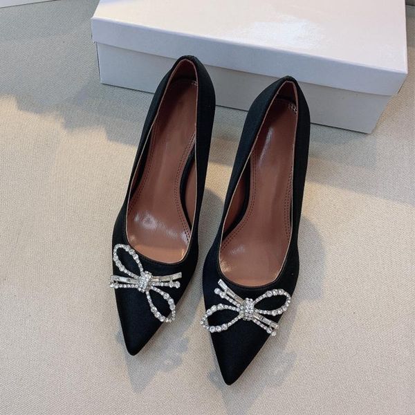 dress shoes women pumps fashion crystal butterfly knot solid colors high thin heels pointed toe office party wedding ladies, Black
dress shoes women pumps fashion crystal butterfly knot solid colors high thin heels pointed toe office party wedding ladies, Black