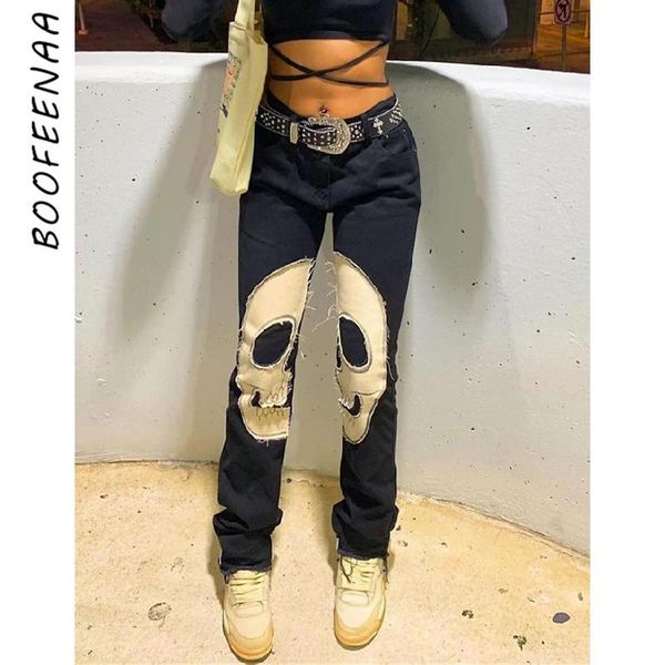 women's jeans boofeenaa skull patterned low rise streetwear women clothing black denim trousers cyber y2k aesthetic goth pants c82-di53, Blue
women's jeans boofeenaa skull patterned low rise streetwear women clothing black denim trousers cyber y2k aesthetic goth pants c82-di53, Blue