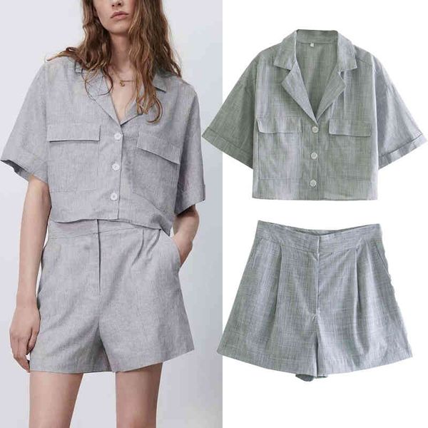 2pcs za women summer set striped printed notched +shorts suit fashion female single breasted casual clothes two pocket 210422, White
2pcs za women summer set striped printed notched +shorts suit fashion female single breasted casual clothes two pocket 210422, White