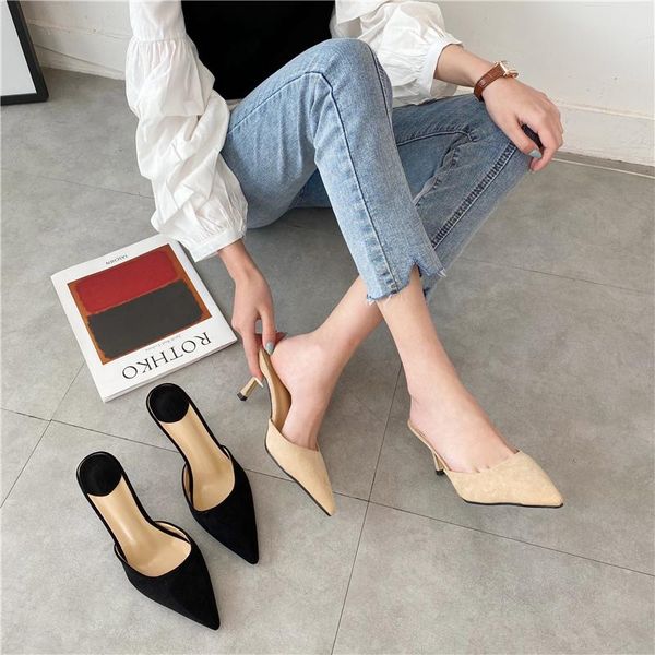 arrivals pointed toe shallow women slippers slip on high heels beige/black casual outdoor mules black/beige flock leather
arrivals pointed toe shallow women slippers slip on high heels beige/black casual outdoor mules black/beige flock leather