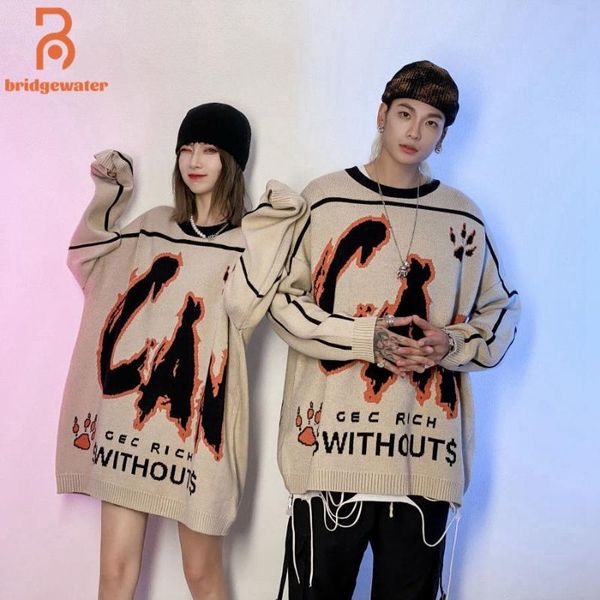 men's sweaters bridgewater hip hop couple autumn winter men women knitted pullovers jumpers japanese harajuku oversized sweater, White;black
men's sweaters bridgewater hip hop couple autumn winter men women knitted pullovers jumpers japanese harajuku oversized sweater, White;black