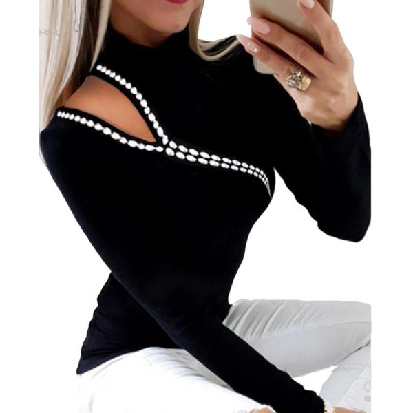 women's t-shirt black hollow out women slim appliques long sleeve femme spring casual korean bottoming tee 2021 sj5628m, White
women's t-shirt black hollow out women slim appliques long sleeve femme spring casual korean bottoming tee 2021 sj5628m, White