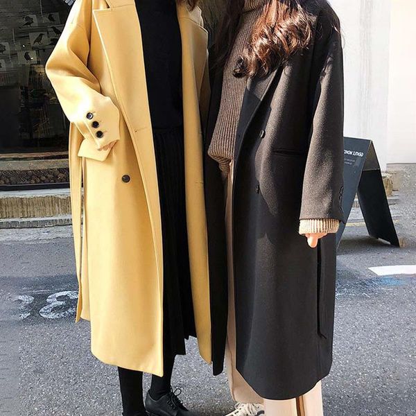women's wool & blends chic 2021 autumn winter women coat full sleeve double breasted loose outerwear long jackets trench coats overcoat, Black
women's wool & blends chic 2021 autumn winter women coat full sleeve double breasted loose outerwear long jackets trench coats overcoat, Black