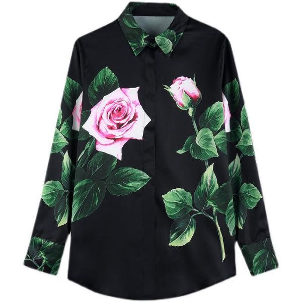 women's blouses & shirts lukaxsikax 2021 spring autumn women long sleeve loose blouse fashion flowers print silk shirt top, White
women's blouses & shirts lukaxsikax 2021 spring autumn women long sleeve loose blouse fashion flowers print silk shirt top, White