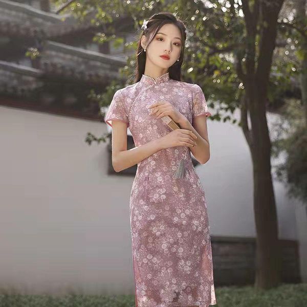 ethnic clothing lady sweet lace pink chinese style dress fairy qipao retro bodycon cheongsam evening dresses women, Red
ethnic clothing lady sweet lace pink chinese style dress fairy qipao retro bodycon cheongsam evening dresses women, Red