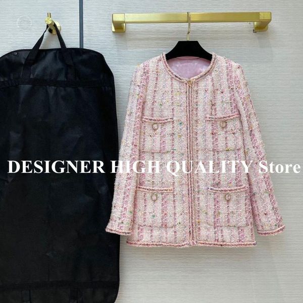 spring most pink plaid tweed jacket o-neck pockets zipper runway designer retro coat sweet classic outwear women's wool & blends, Black
spring most pink plaid tweed jacket o-neck pockets zipper runway designer retro coat sweet classic outwear women's wool & blends, Black