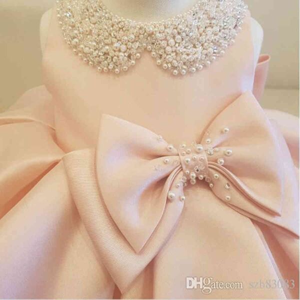 casual dresses 2021 style frizzy bow ed flower girl for wedding princess cute tulle baby girls baptism 1st birthday go, Black;gray