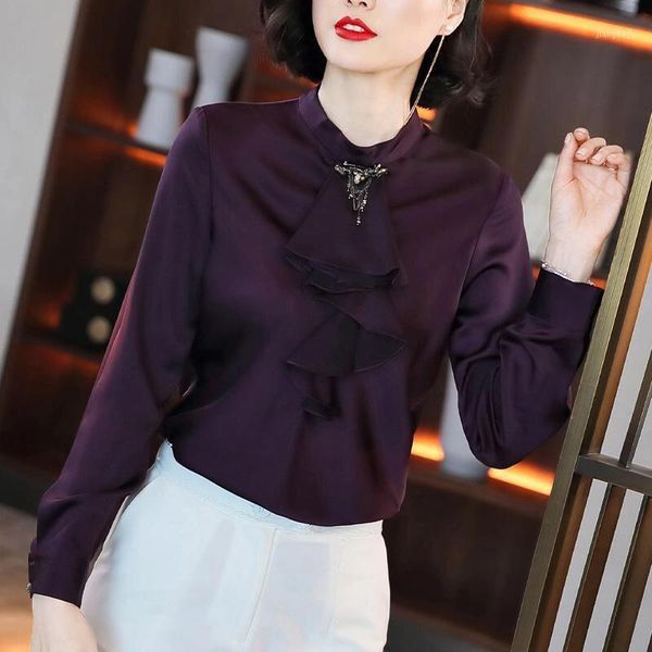 fall spring fashion womens korean clothing , woman purple ruffles imitation silk blouse shirt office ladies blouses women's &, White
fall spring fashion womens korean clothing , woman purple ruffles imitation silk blouse shirt office ladies blouses women's &, White