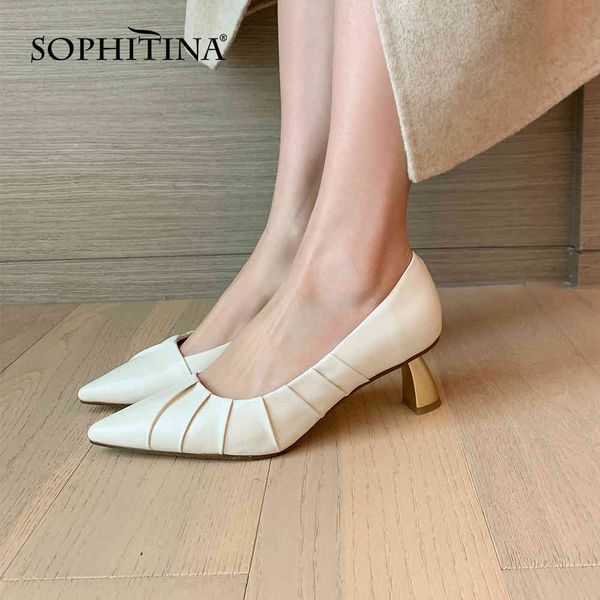 sophitina pumps woman solid pleated genuien leather shallow pointed toe high metal thin heel offcie lady shoes pb21 210513, Black
sophitina pumps woman solid pleated genuien leather shallow pointed toe high metal thin heel offcie lady shoes pb21 210513, Black