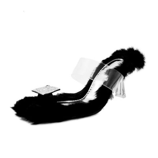 slippers fall plush set toe transparent rubber capillary high-heeled fashion wild large size female x21j, Black
slippers fall plush set toe transparent rubber capillary high-heeled fashion wild large size female x21j, Black