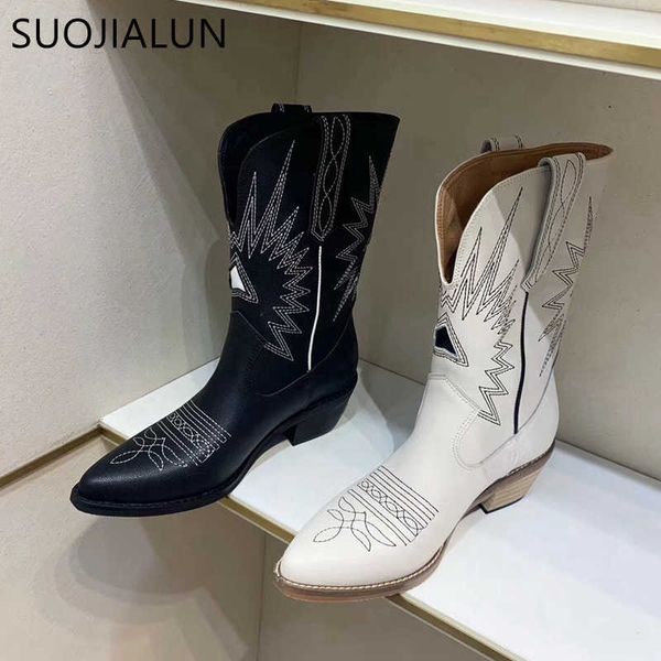 suojialun brand embroidered western cowboy boots for women square med heels knee high boot women shoes 210630, Black
suojialun brand embroidered western cowboy boots for women square med heels knee high boot women shoes 210630, Black