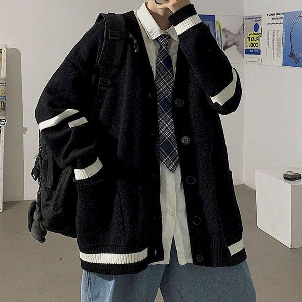 men's sweaters winter oversized cardigan sweater men and women korean v-neck loose casual all-match patchwork couple knitted harajuku, White;black
men's sweaters winter oversized cardigan sweater men and women korean v-neck loose casual all-match patchwork couple knitted harajuku, White;black