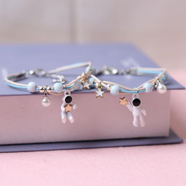 charm bracelets korean creative cute cartoon astronaut pendant bracelet sweet girl student ceramic beaded hand-woven jewelry accessories, Golden;silver
charm bracelets korean creative cute cartoon astronaut pendant bracelet sweet girl student ceramic beaded hand-woven jewelry accessories, Golden;silver